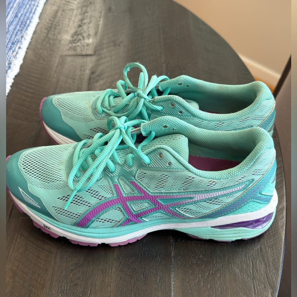 Asics Women’s Running Shoes – Size 9.5, Teal with Purple & White
